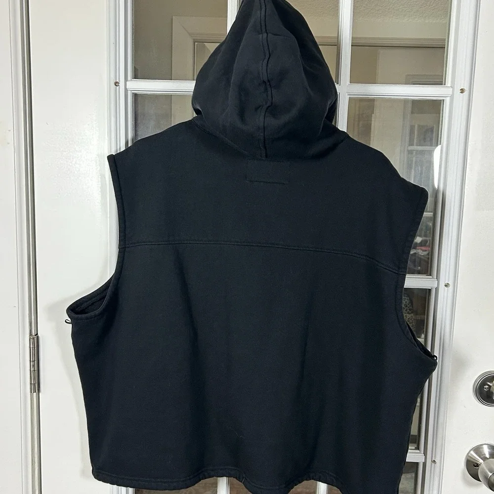 Harley Davidson Bar Shield Fleece Hooded Zip Vest Black 3XL Biker Moto 2007‎